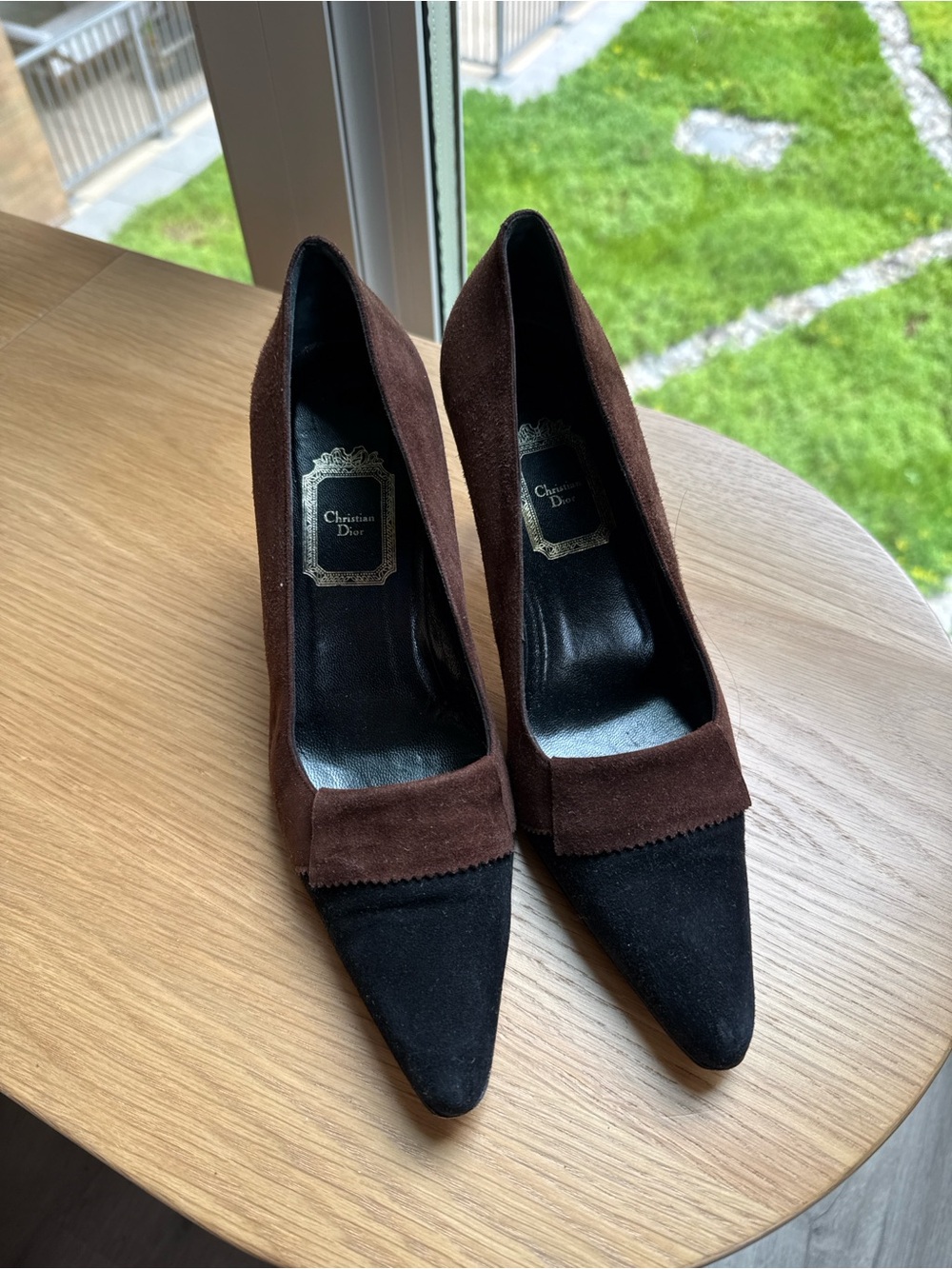 Dior Brown and Black Suede Pointed Pumps